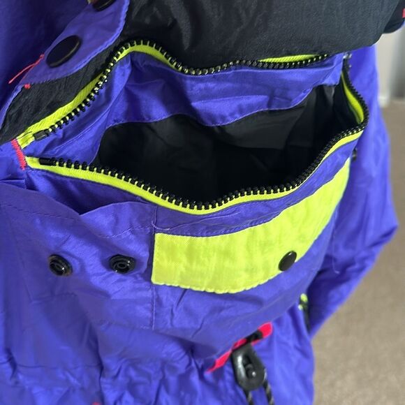 Mountain Goat Colorblock 80s 90s Y2K Ski Snow Jacket 1/4 Zip Neon Retro Pullover - Picture 6 of 9